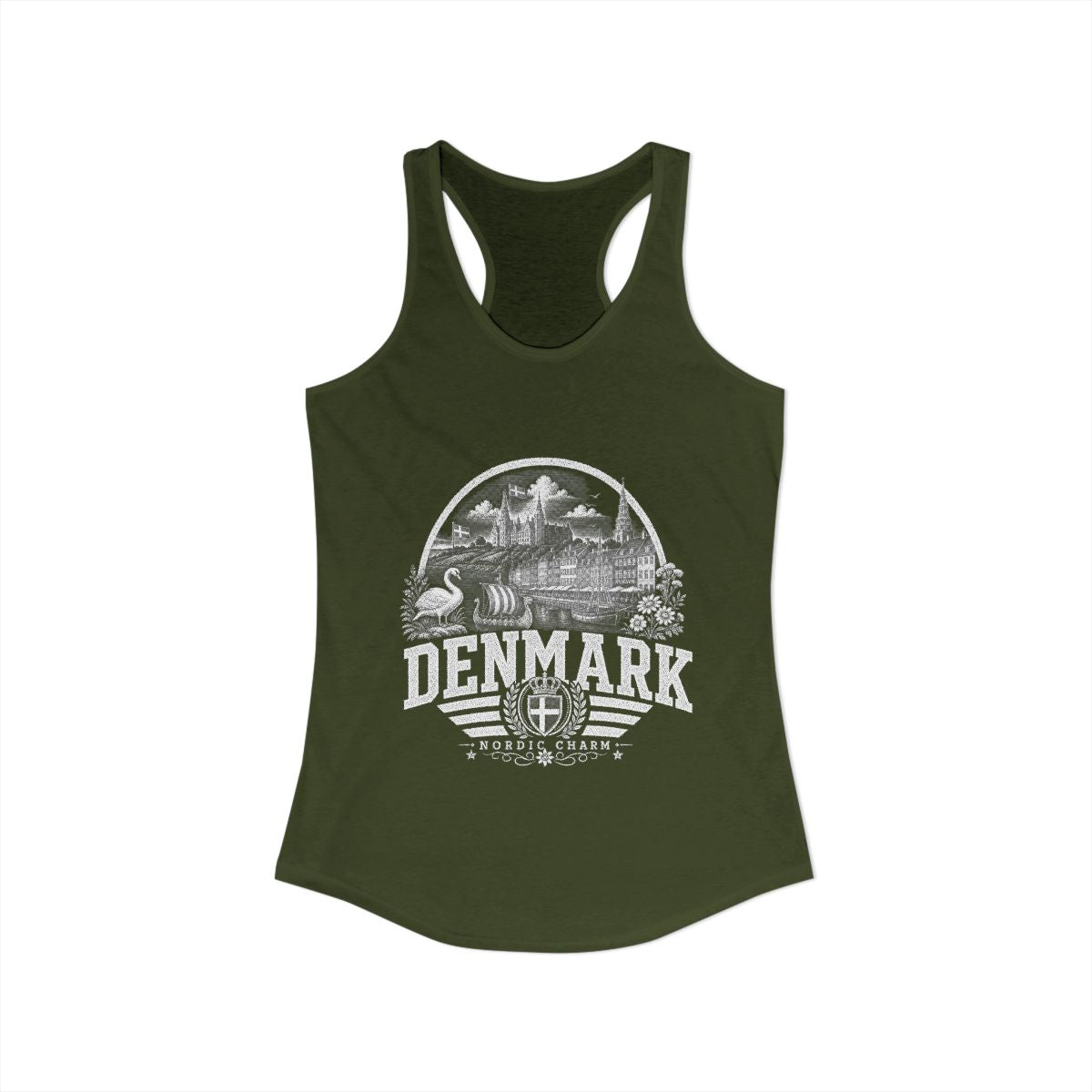 Denmark Women's Tank Top — Solid Military Green (front)