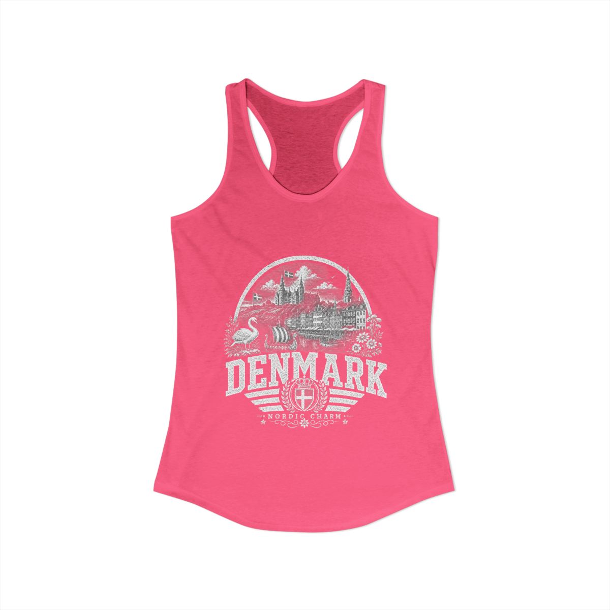 Denmark Women's Tank Top — Solid Hot Pink (front)