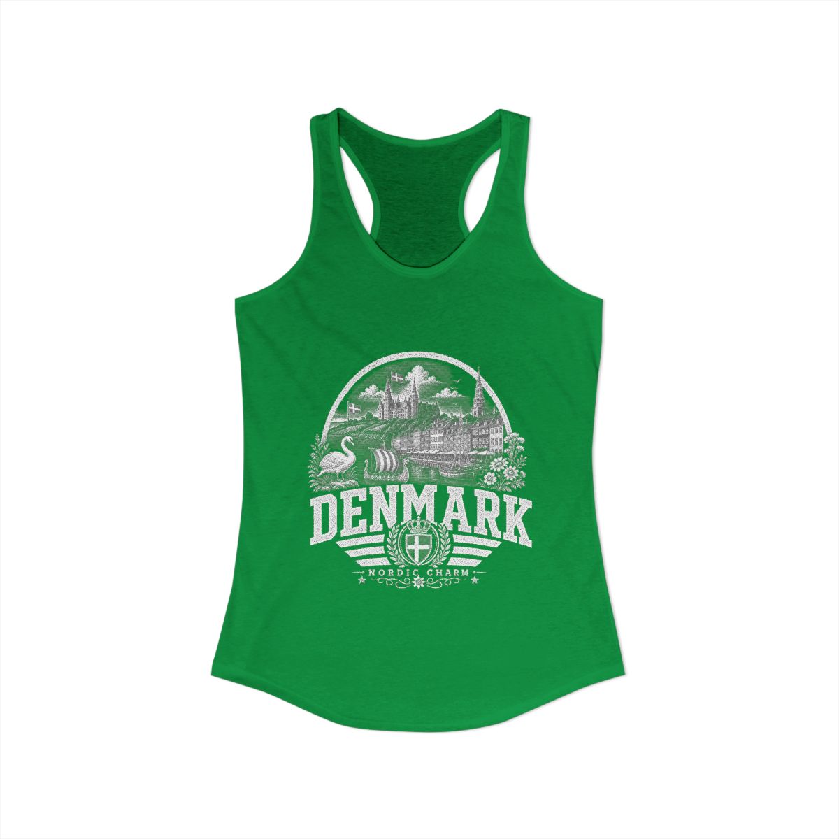 Denmark Women's Tank Top — Solid Kelly Green (front)