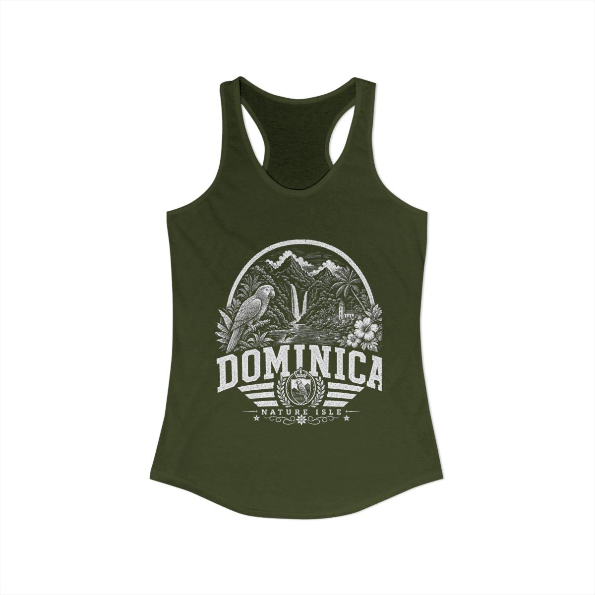 Dominica Women's Tank Top — Solid Military Green (front)