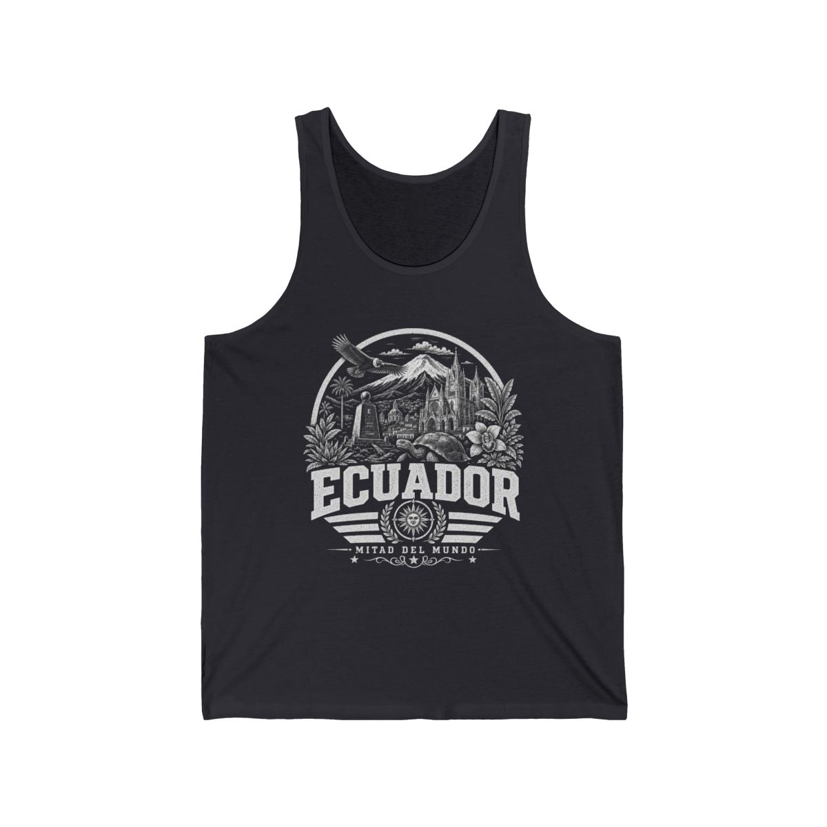Ecuador vintage landmarks men's tee — iconic landmark design | Nameshi Destinations (view 2)