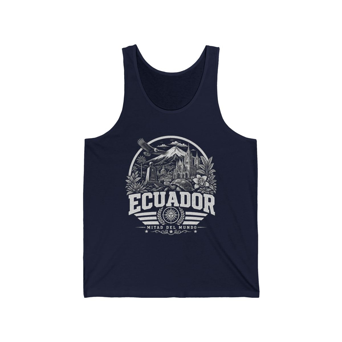 Ecuador vintage landmarks men's tee — iconic landmark design | Nameshi Destinations (view 7)