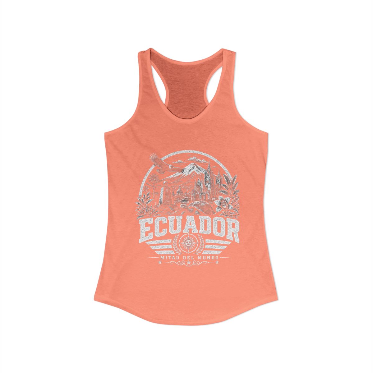 Ecuador vintage landmarks tank top — iconic landmark design | Nameshi Destinations (view 1)