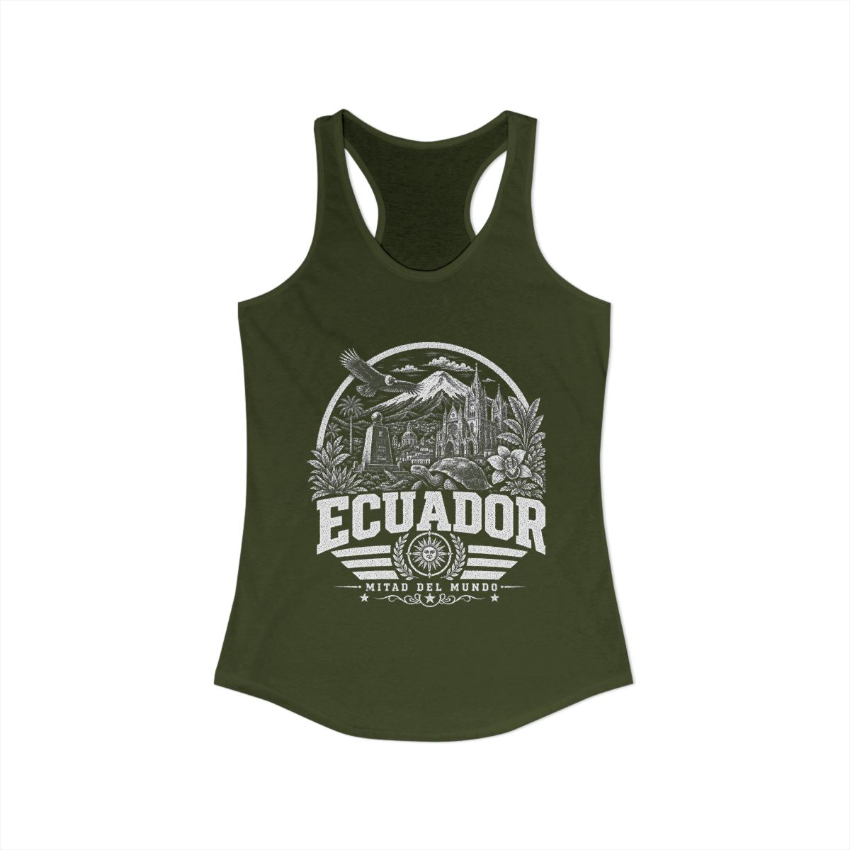 Ecuador vintage landmarks tank top — iconic landmark design | Nameshi Destinations (view 5)