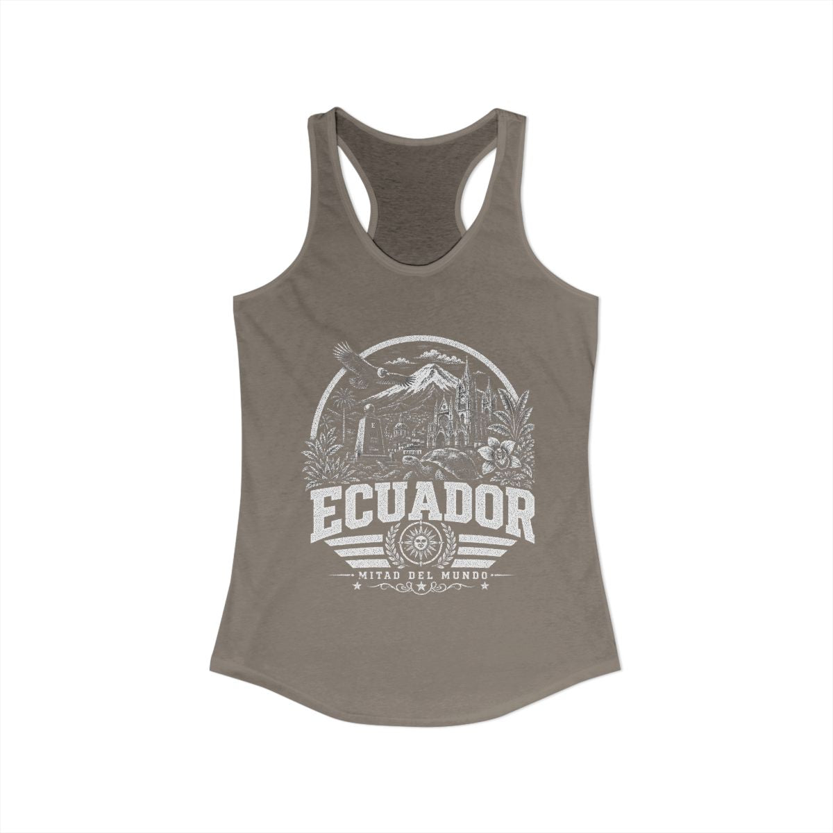 Ecuador vintage landmarks tank top — iconic landmark design | Nameshi Destinations (view 4)