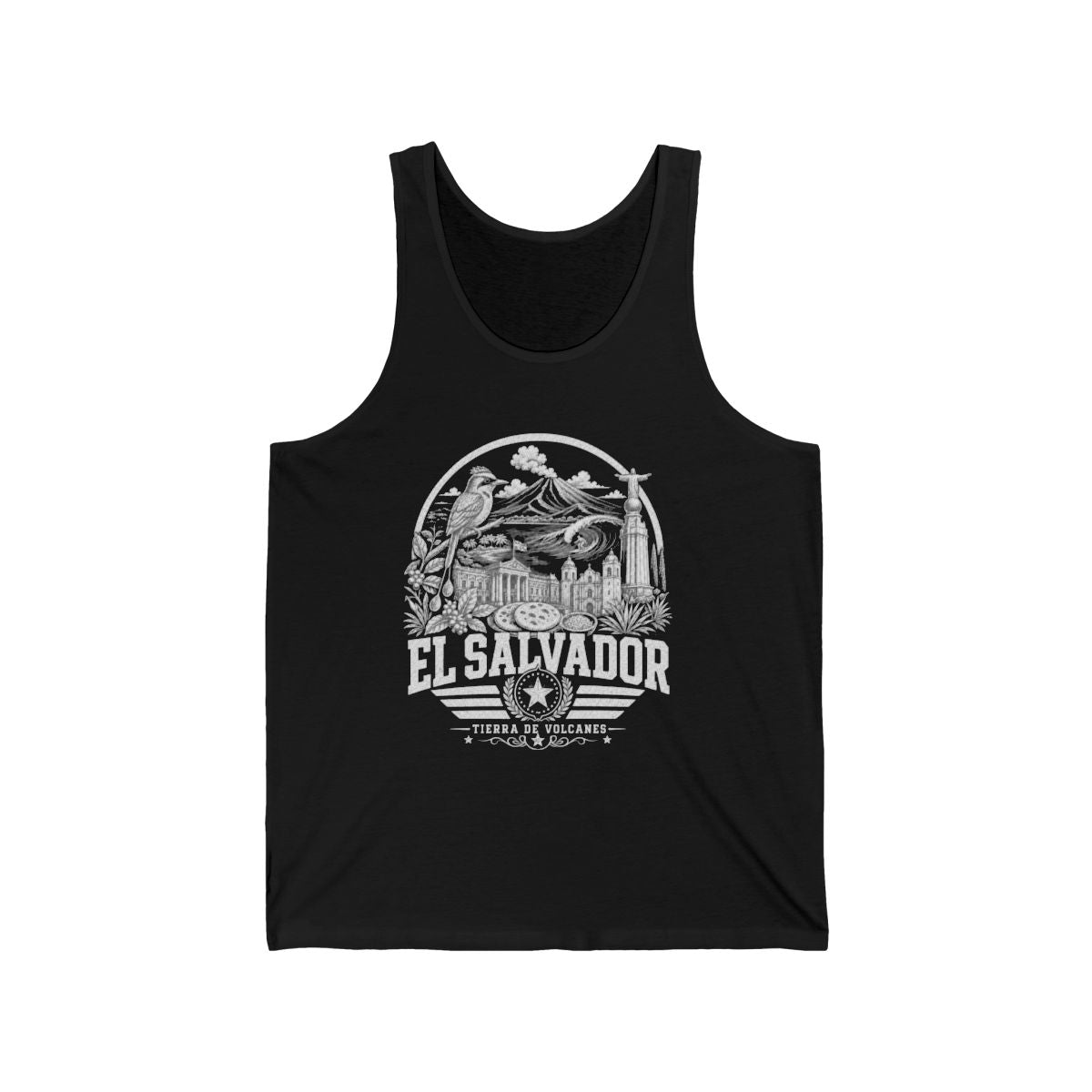 El Salvador vintage landmarks men's tee — iconic landmark design | Nameshi Destinations (view 1)