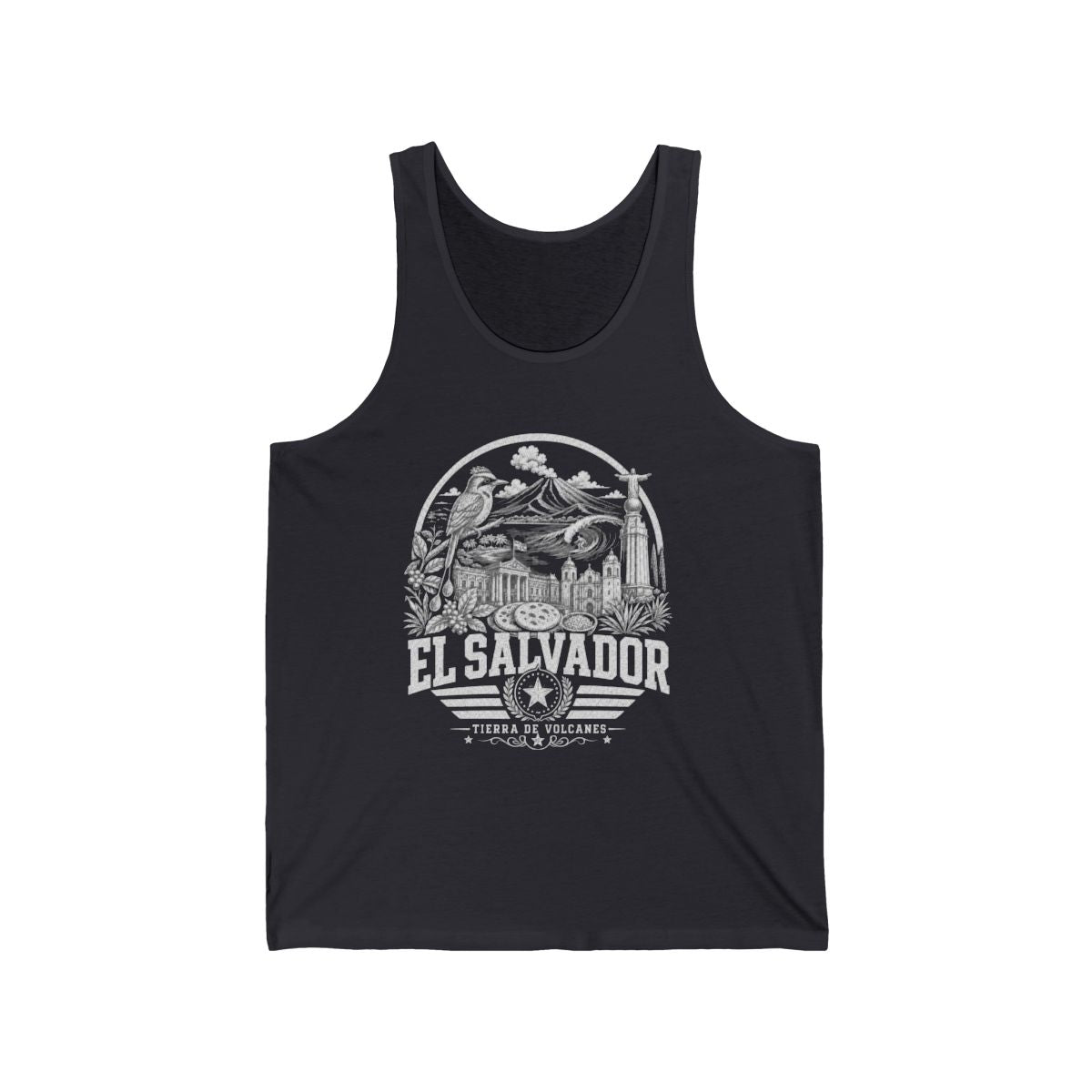 El Salvador vintage landmarks men's tee — iconic landmark design | Nameshi Destinations (view 2)