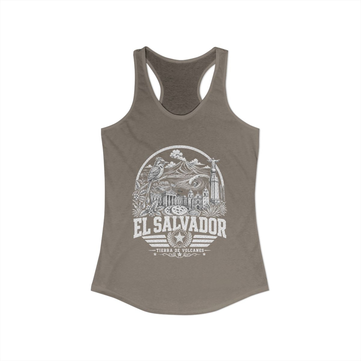 El Salvador vintage landmarks tank top — iconic landmark design | Nameshi Destinations (view 4)