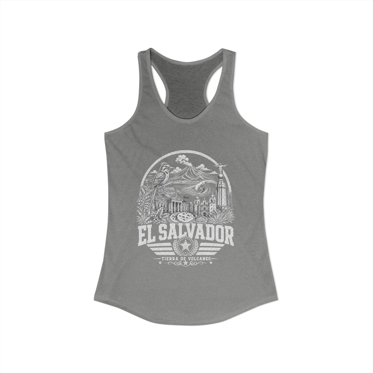 El Salvador vintage landmarks tank top — iconic landmark design | Nameshi Destinations (view 3)
