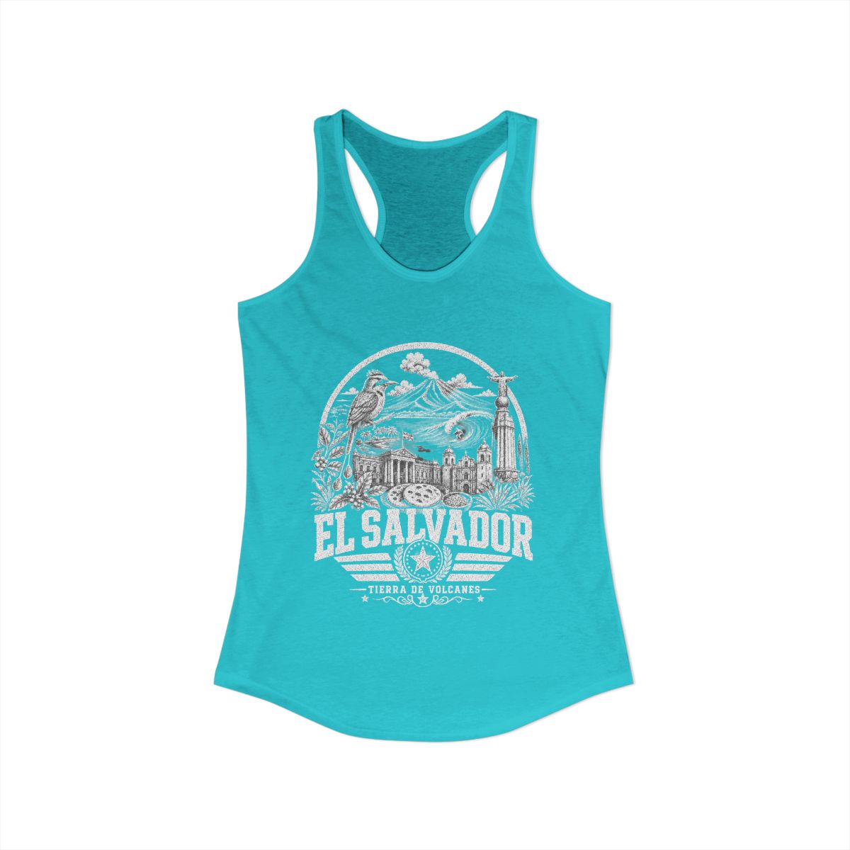 El Salvador Women's Tank Top — Solid Tahiti Blue (front)