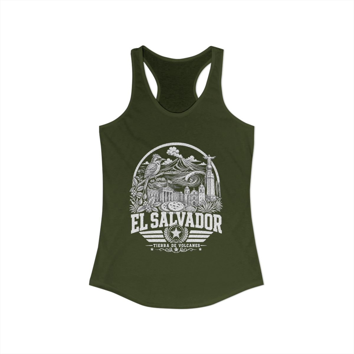 El Salvador Women's Tank Top — Solid Military Green (front)