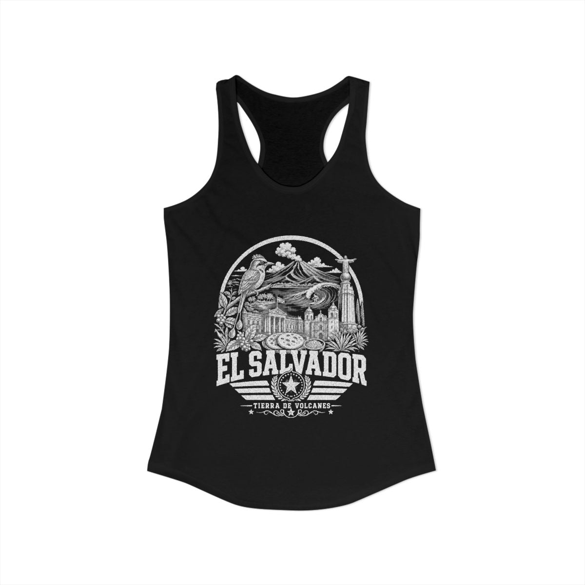 El Salvador vintage landmarks tank top — iconic landmark design | Nameshi Destinations (view 2)