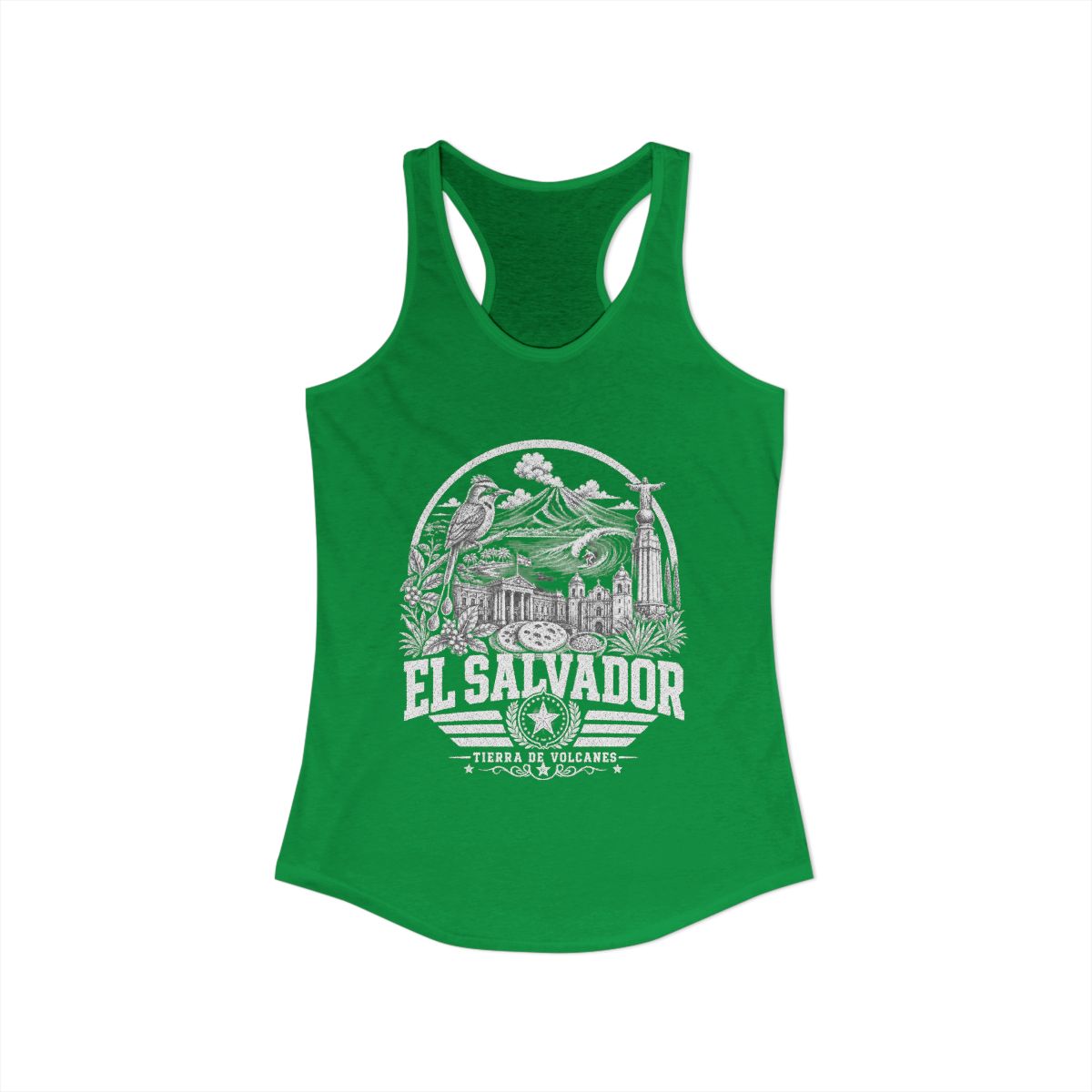 El Salvador Women's Tank Top — Solid Kelly Green (front)