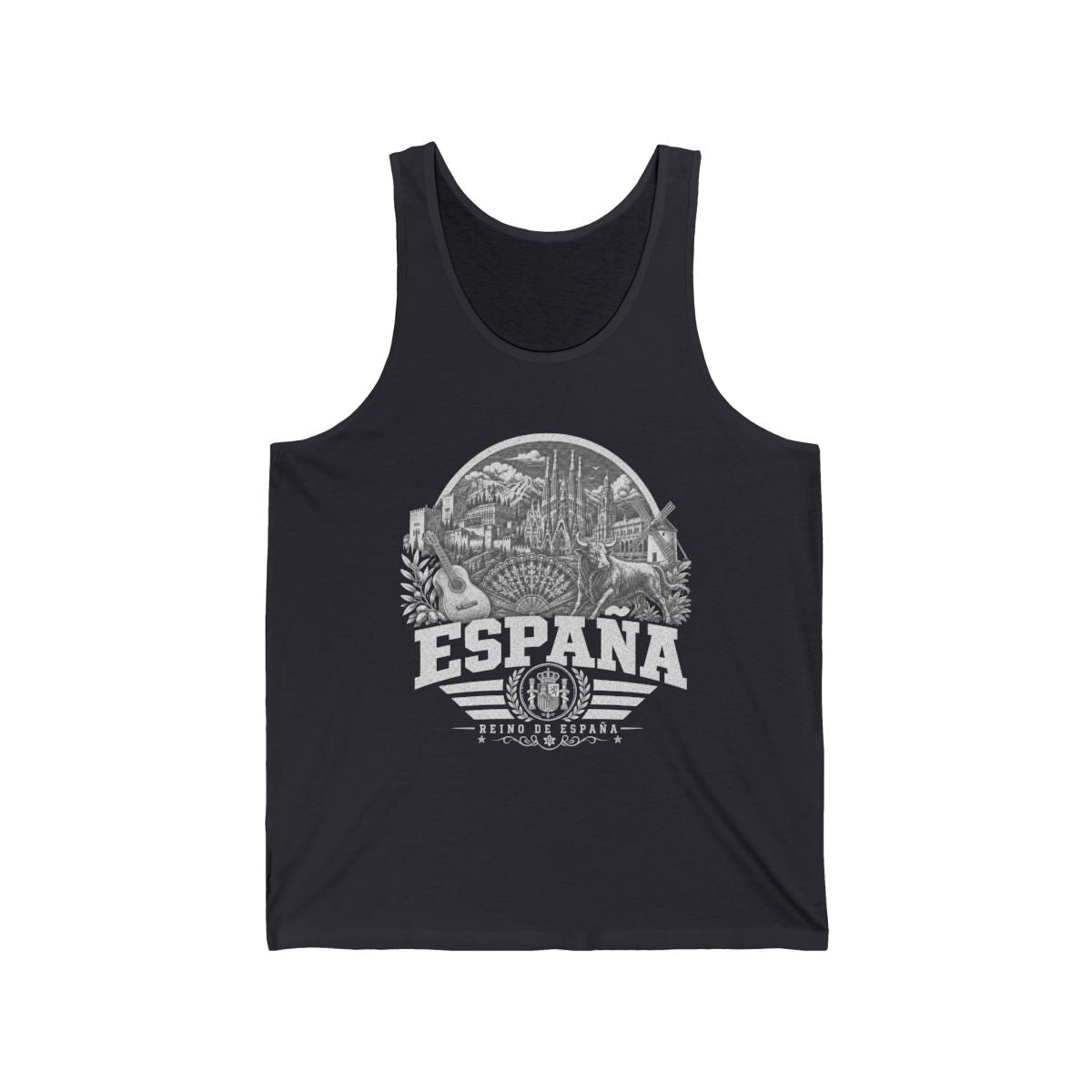 España vintage landmarks men's tee — iconic landmark design | Nameshi Destinations (view 2)