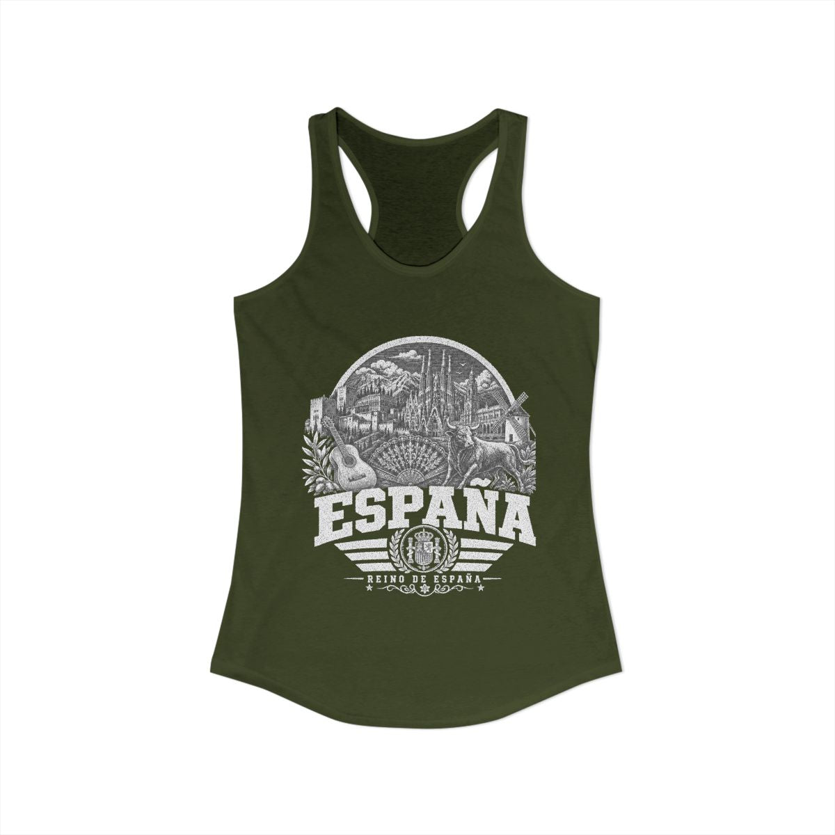 España vintage landmarks tank top — iconic landmark design | Nameshi Destinations (view 5)