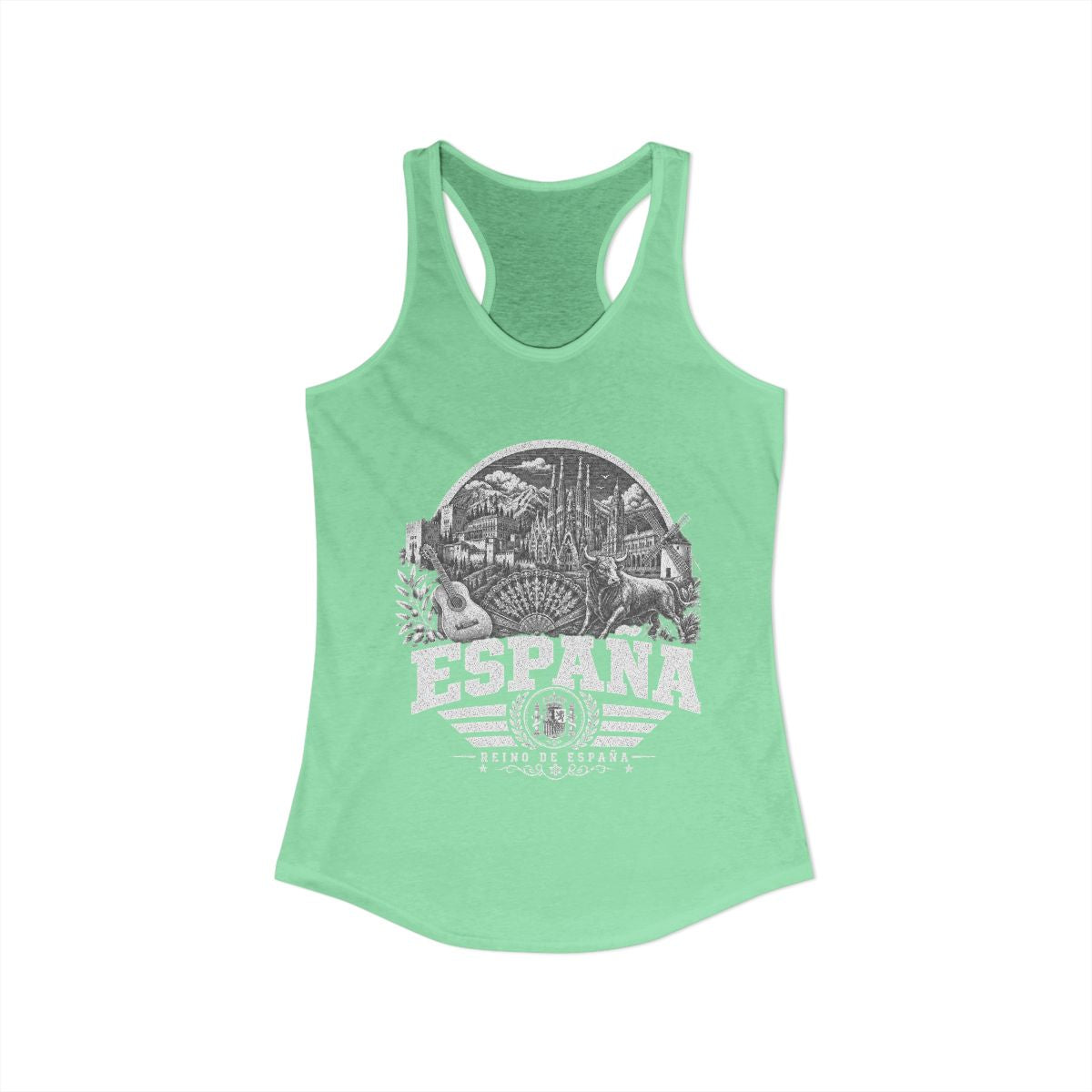 España vintage landmarks tank top — iconic landmark design | Nameshi Destinations (view 6)