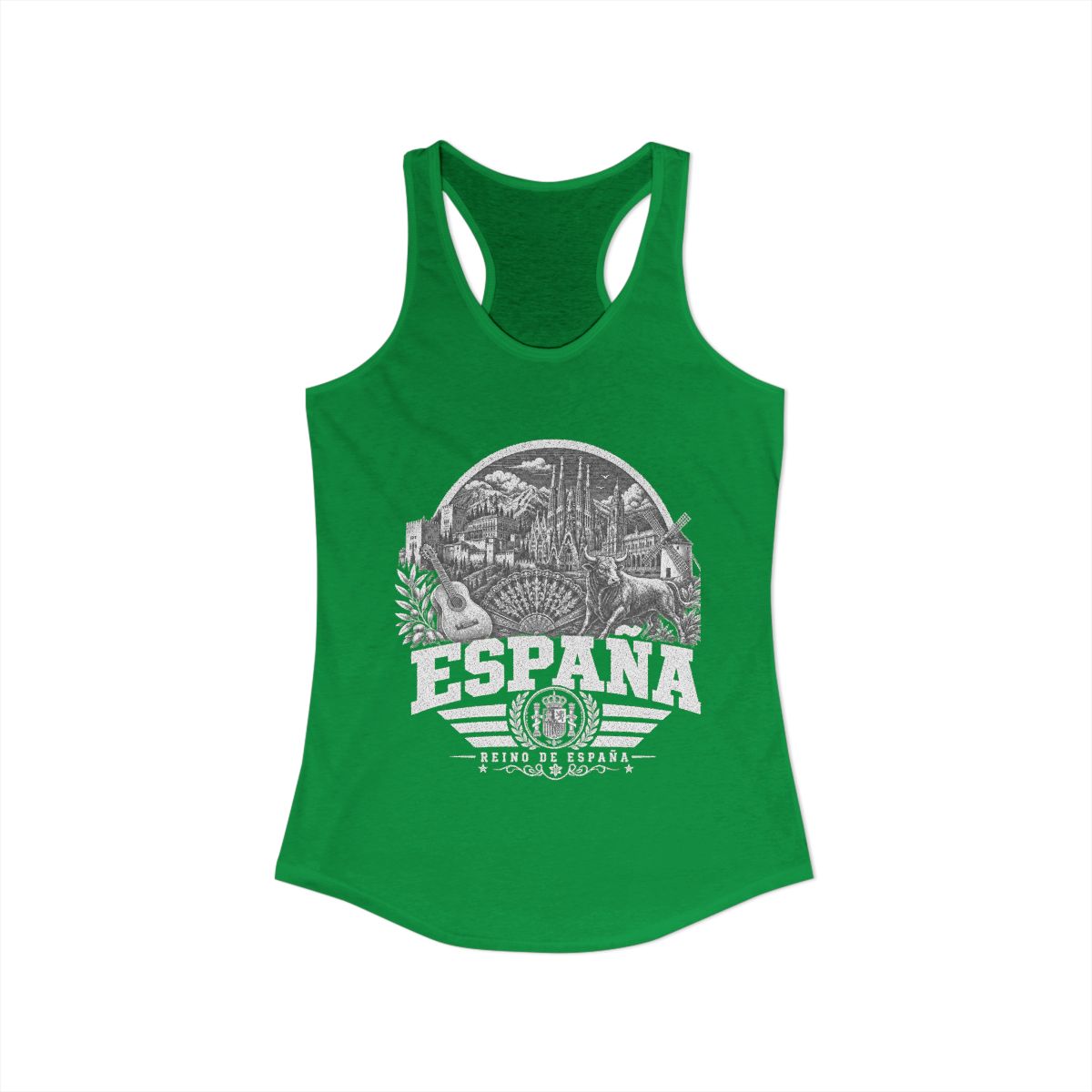 España vintage landmarks tank top — iconic landmark design | Nameshi Destinations (view 7)