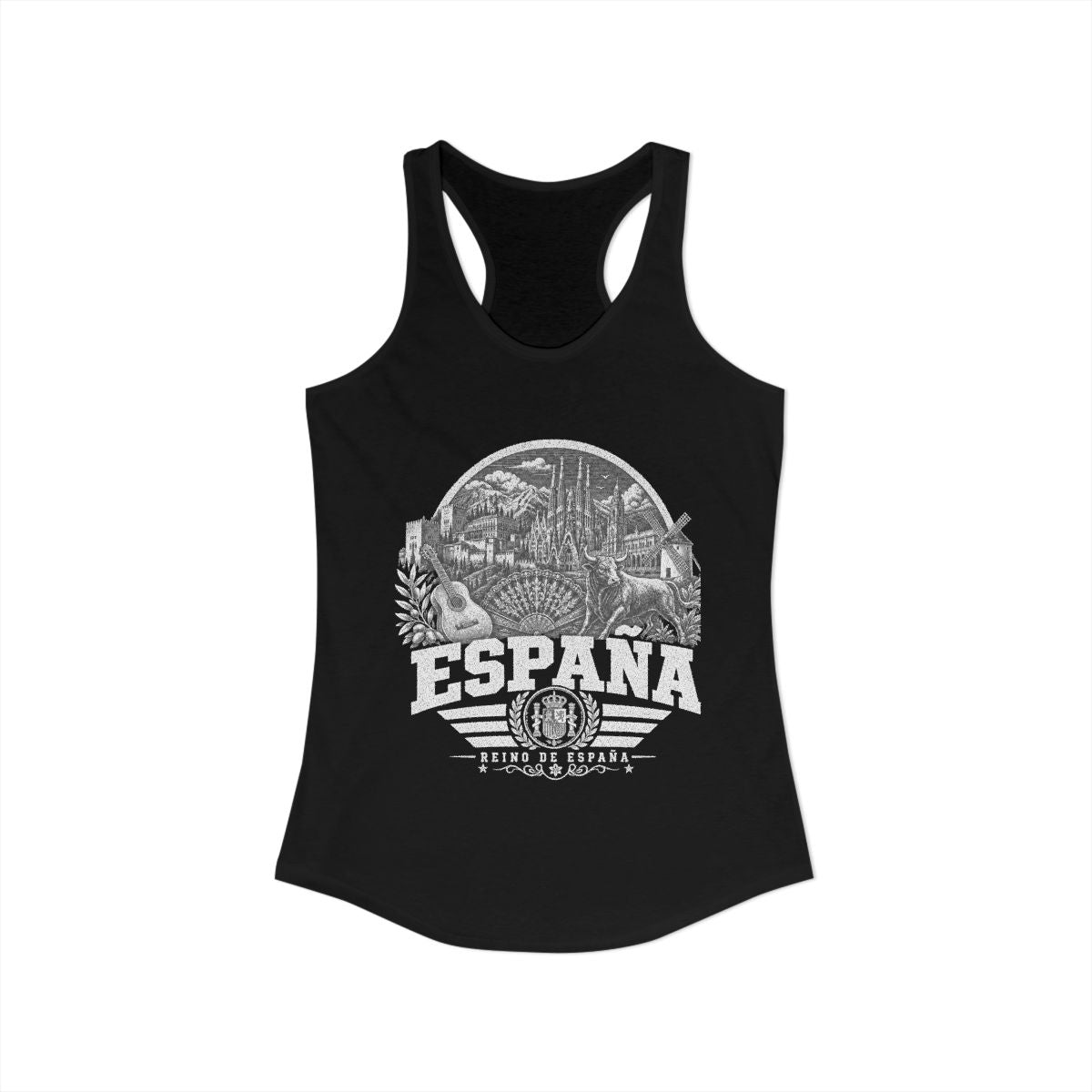 España vintage landmarks tank top — iconic landmark design | Nameshi Destinations (view 1)