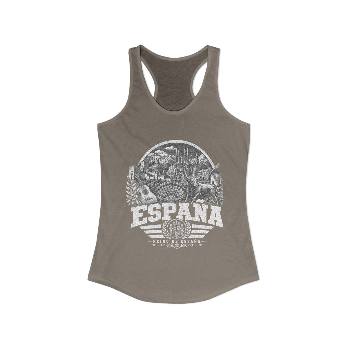 España vintage landmarks tank top — iconic landmark design | Nameshi Destinations (view 4)