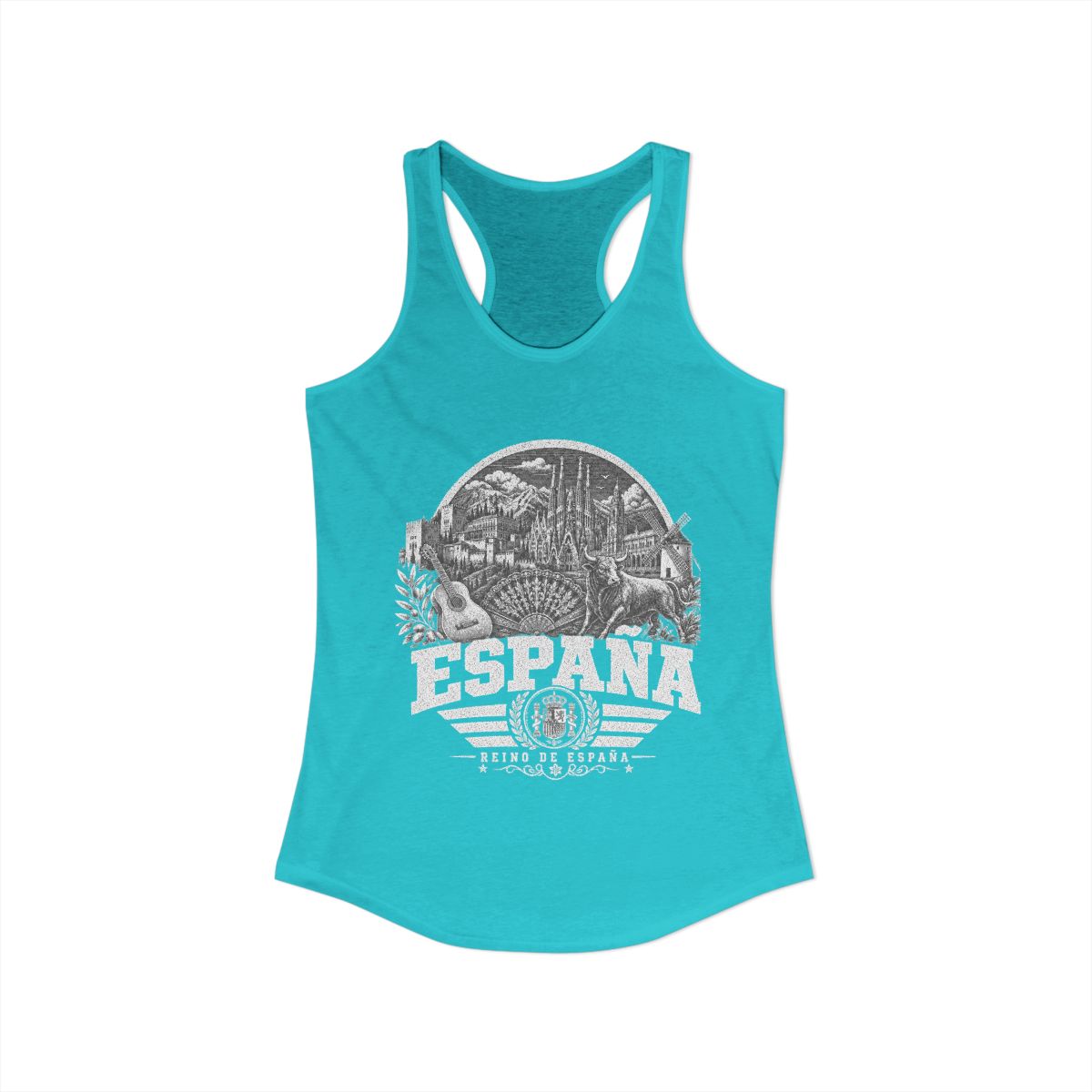 España vintage landmarks tank top — iconic landmark design | Nameshi Destinations (view 8)