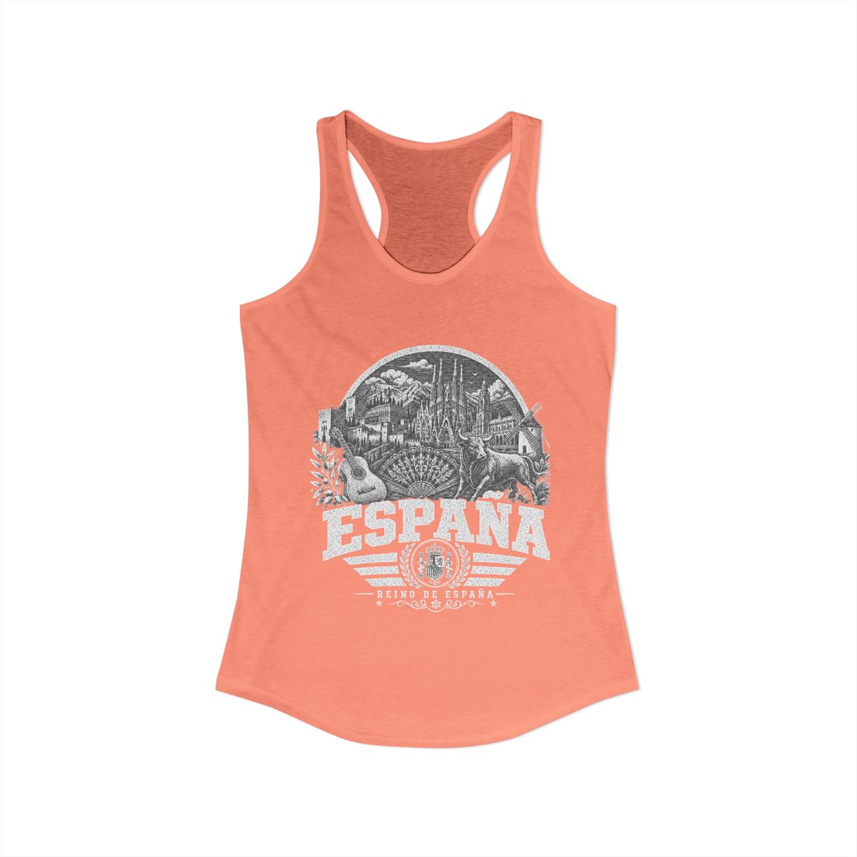 España vintage landmarks tank top — iconic landmark design | Nameshi Destinations (view 2)
