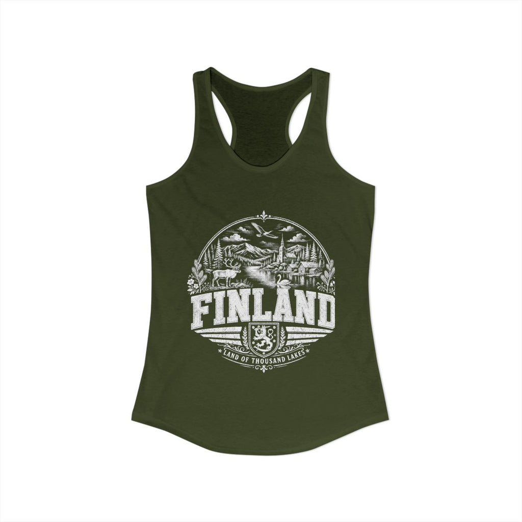 Finland Women's Tank Top — Solid Military Green (front)