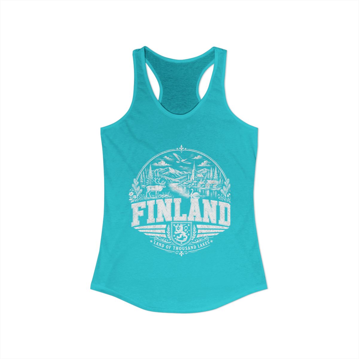 Finland Women's Tank Top — Solid Tahiti Blue (front)