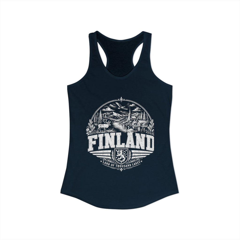 Finland Women's Tank Top — Solid Midnight Navy (front)
