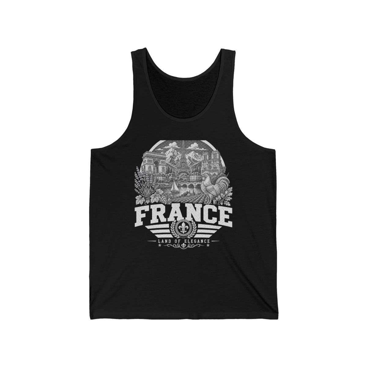 France Men's Tank Top — Black (front)