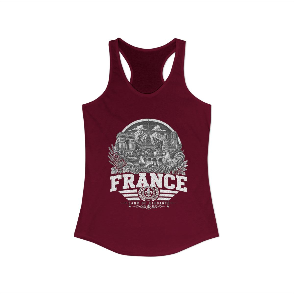 France Women's Tank Top — Solid Cardinal Red (front)