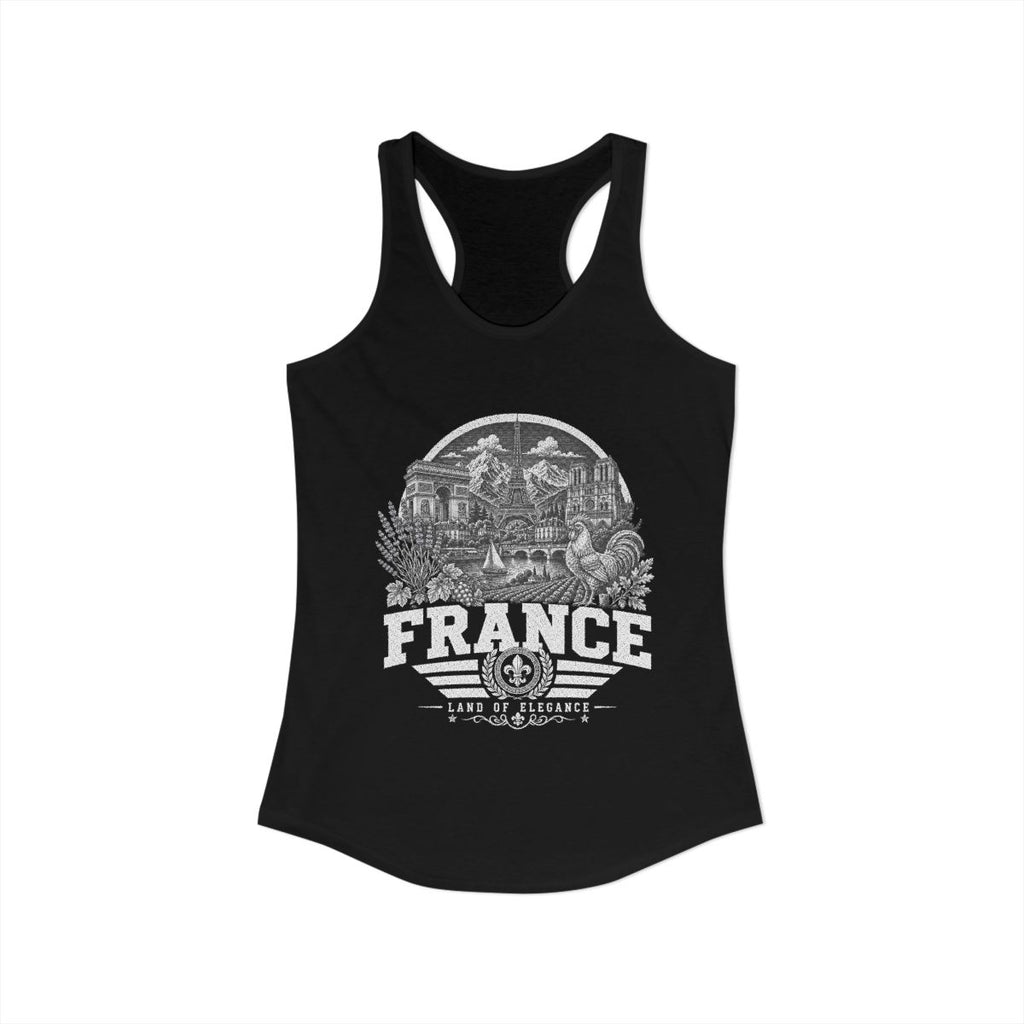 France Women's Tank Top — Solid Black (front)