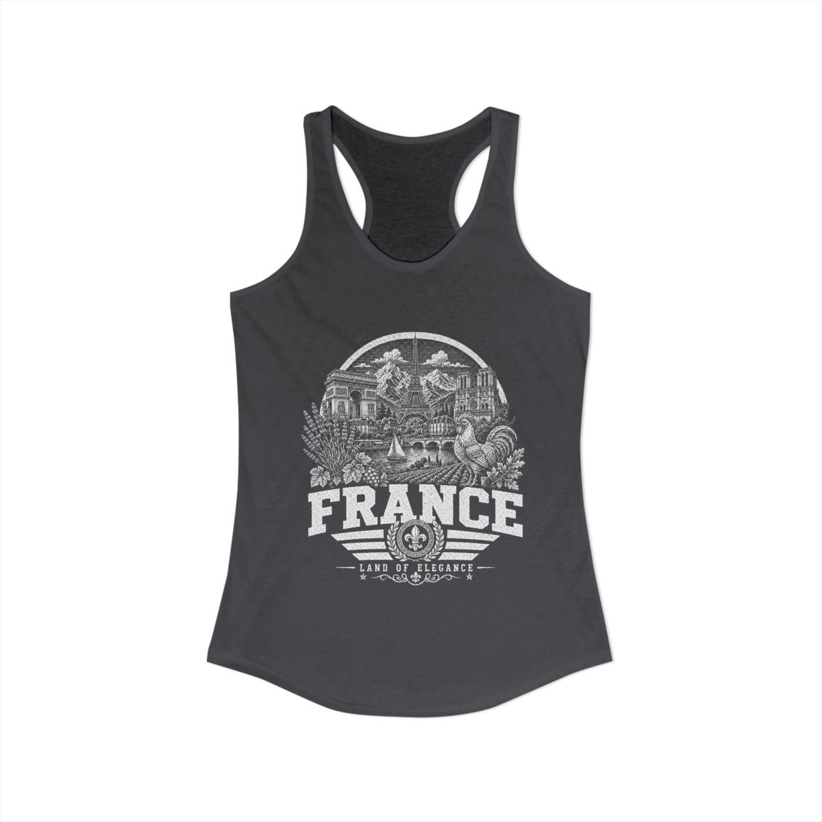 France Women's Tank Top — Solid Dark Gray (front)