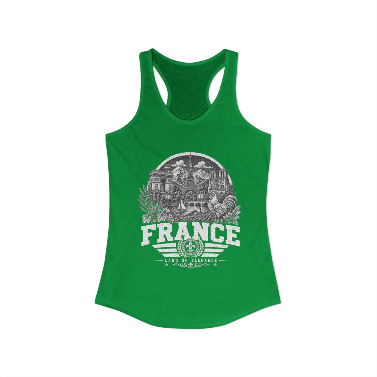 France Women's Tank Top — Solid Kelly Green (front)