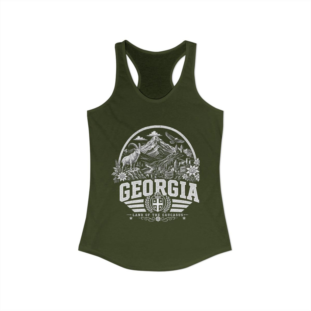 Georgia Women's Tank Top — Solid Military Green (front)