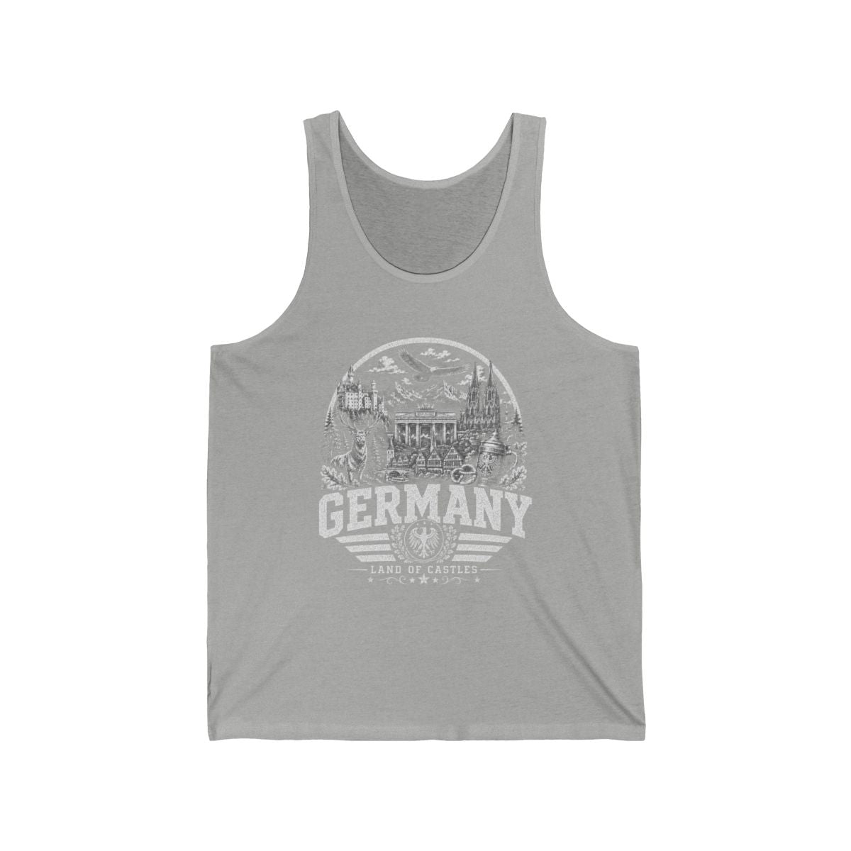 Germany vintage landmarks men's tee — iconic landmark design | Nameshi Destinations (view 3)