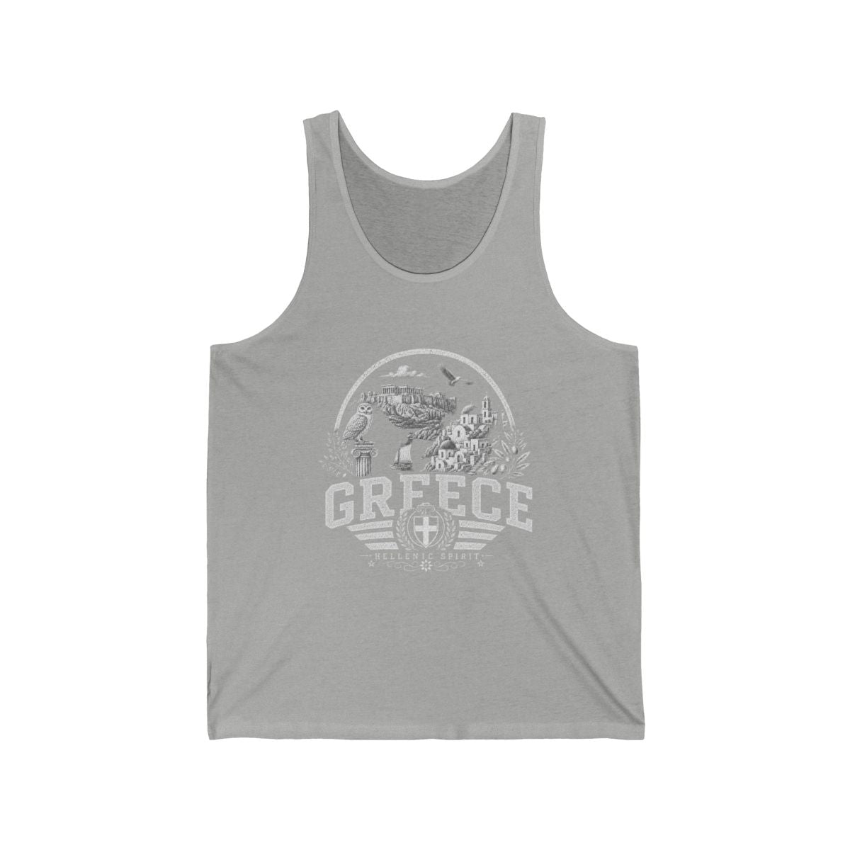 Greece Men's Tank Top — Athletic Heather (front)