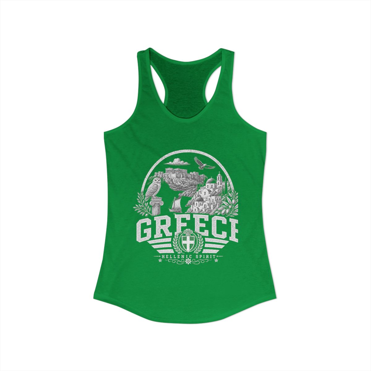 Greece Women's Tank Top — Solid Kelly Green (front)