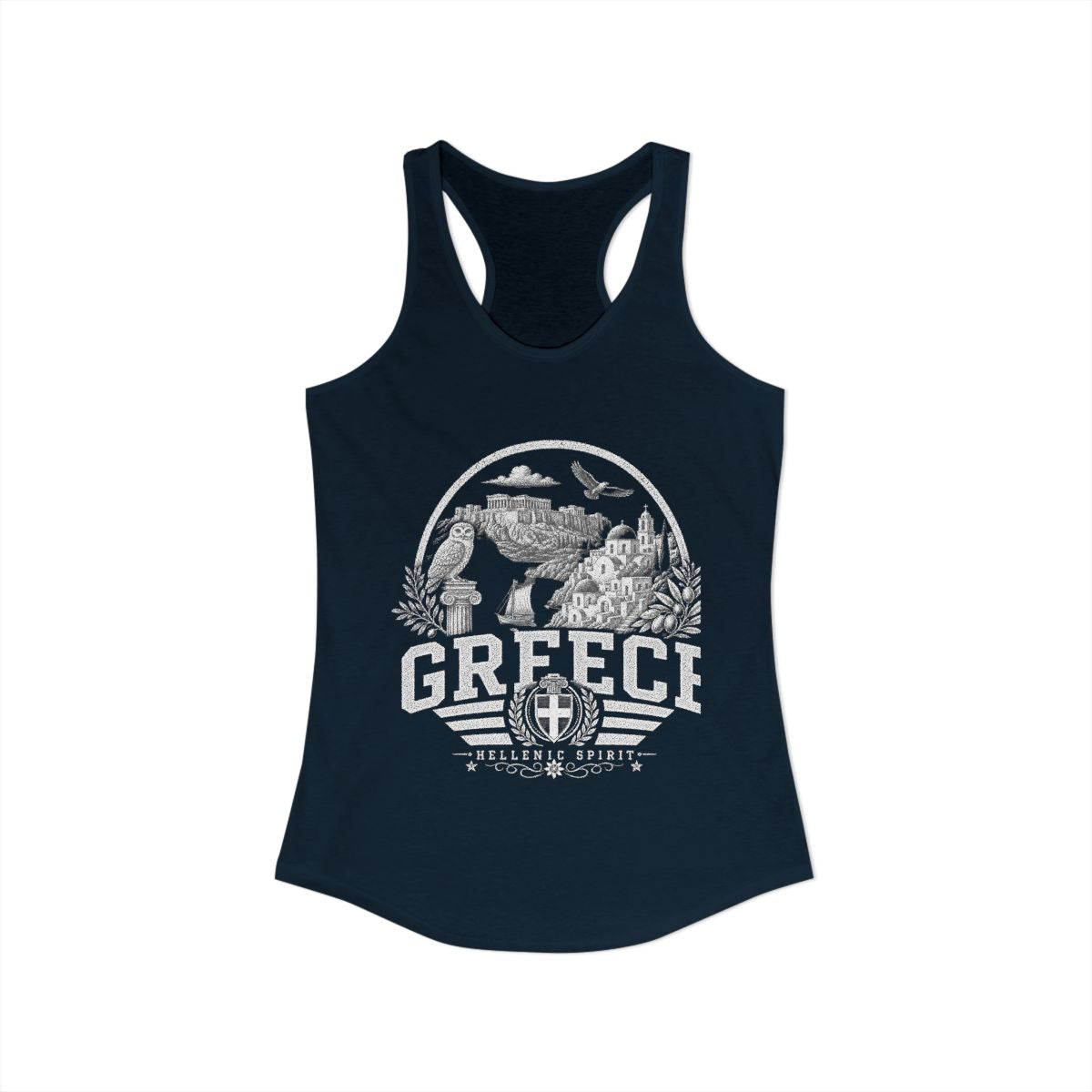 Greece Women's Tank Top — Solid Midnight Navy (front)