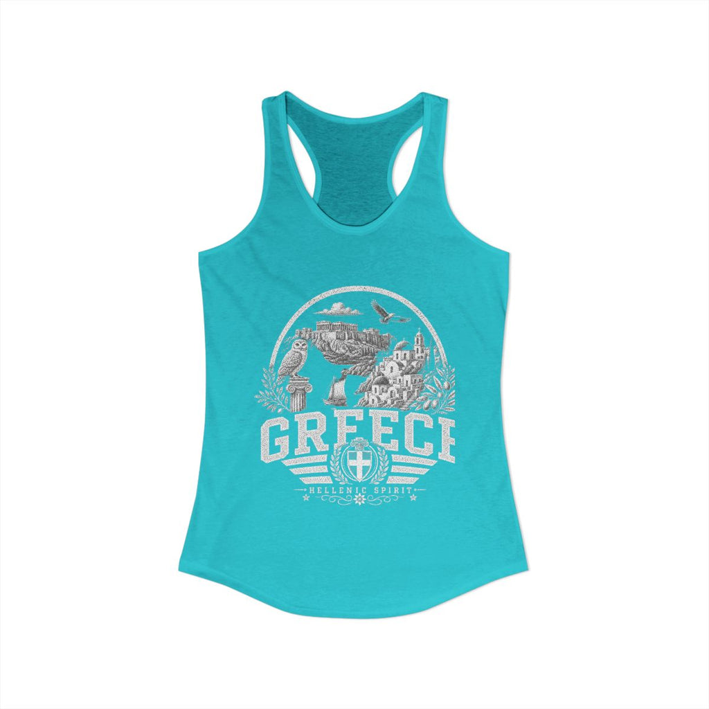 Greece Women's Tank Top — Solid Tahiti Blue (front)