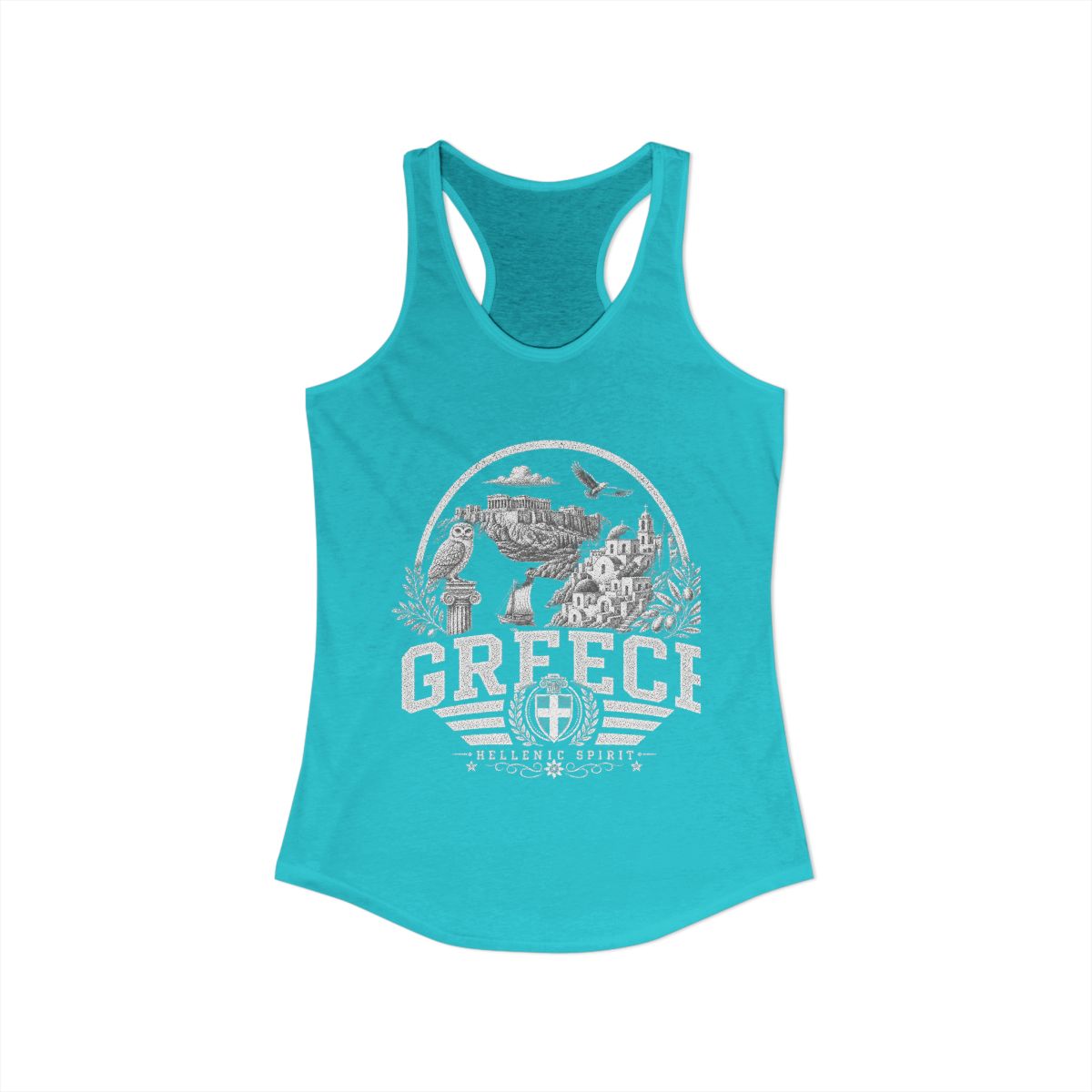 Greece Women's Tank Top — Solid Tahiti Blue (front)