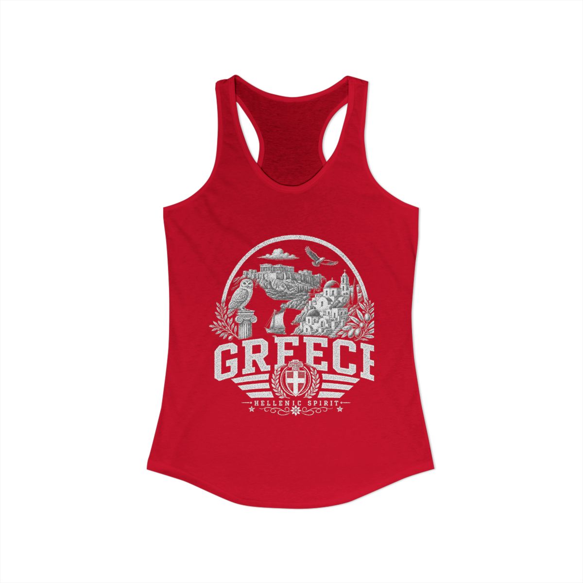 Greece Women's Tank Top — Solid Red (front)
