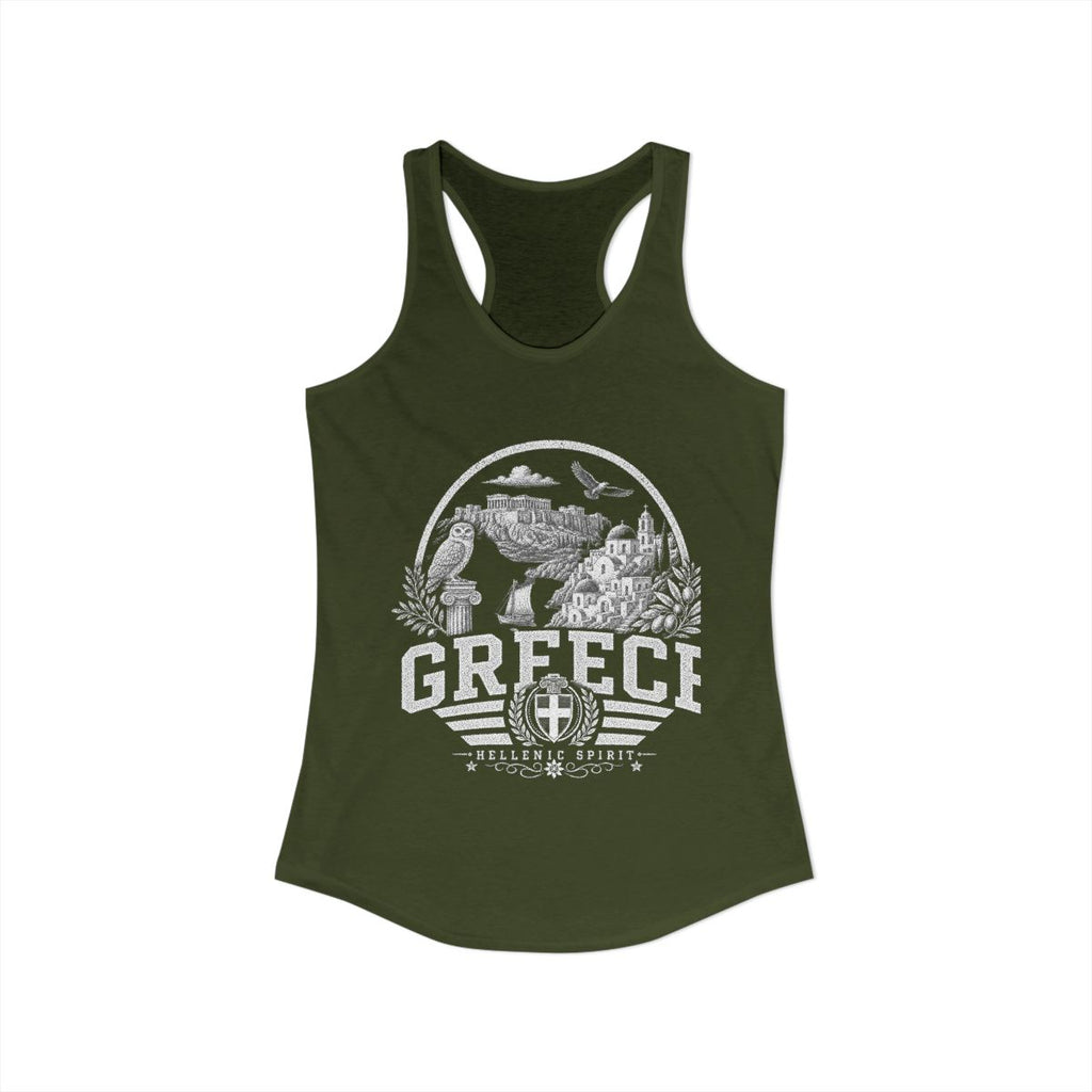 Greece Women's Tank Top — Solid Military Green (front)