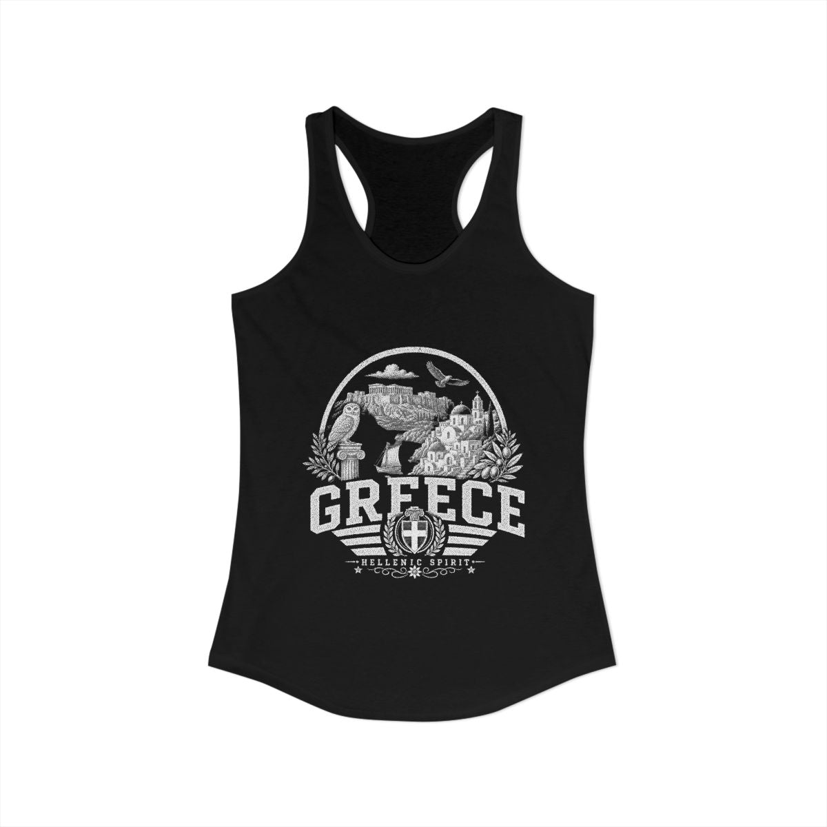 Greece Women's Tank Top — Solid Black (front)