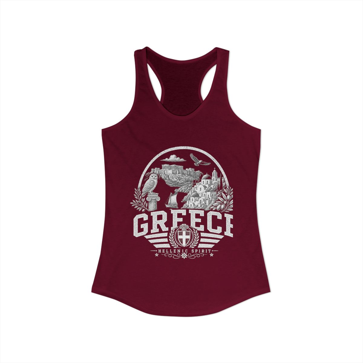 Greece Women's Tank Top — Solid Cardinal Red (front)