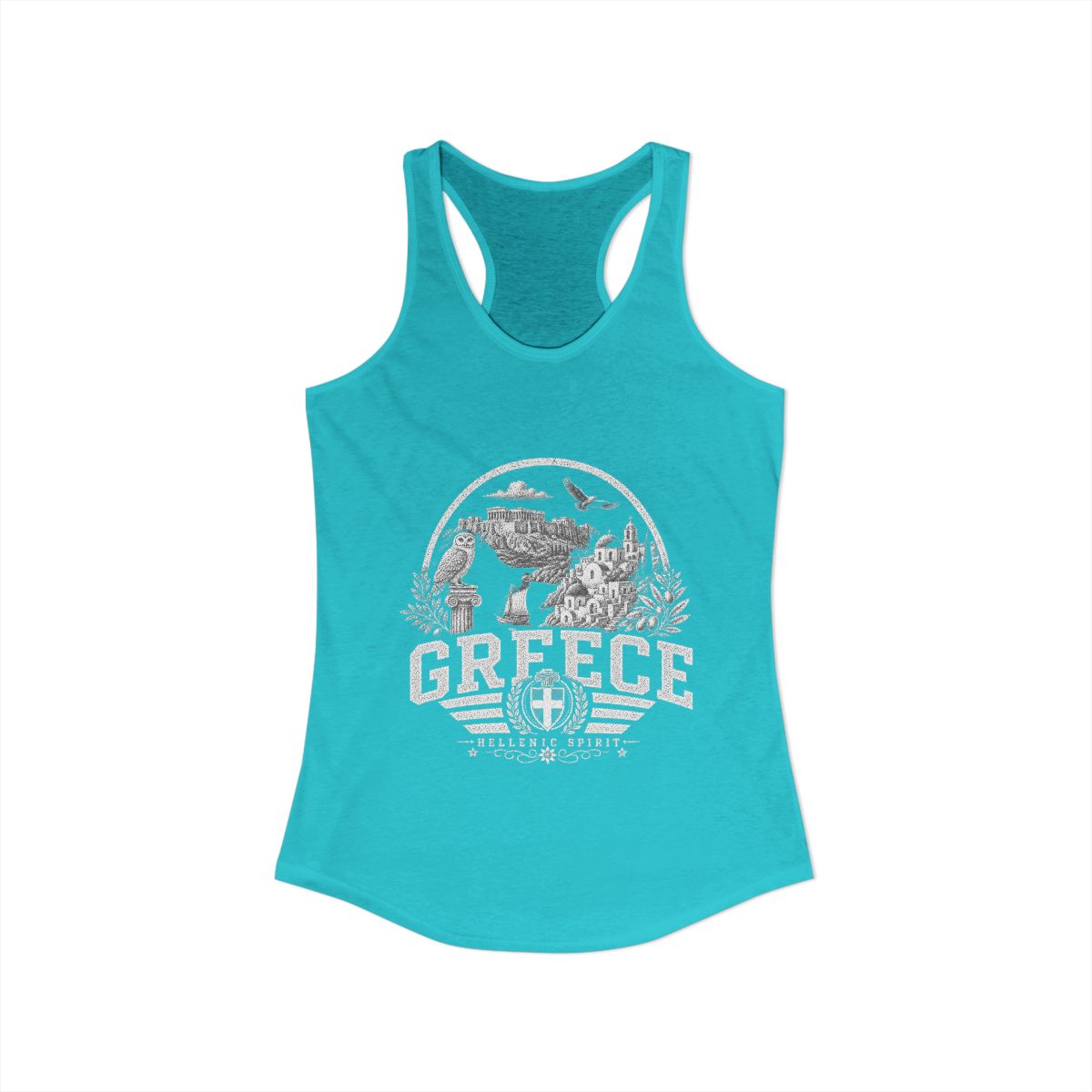 Greece Women's Tank Top — Solid Tahiti Blue (front)