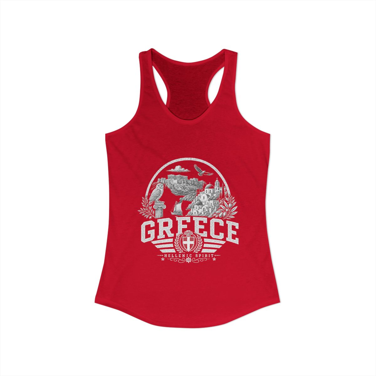 Greece Women's Tank Top — Solid Red (front)