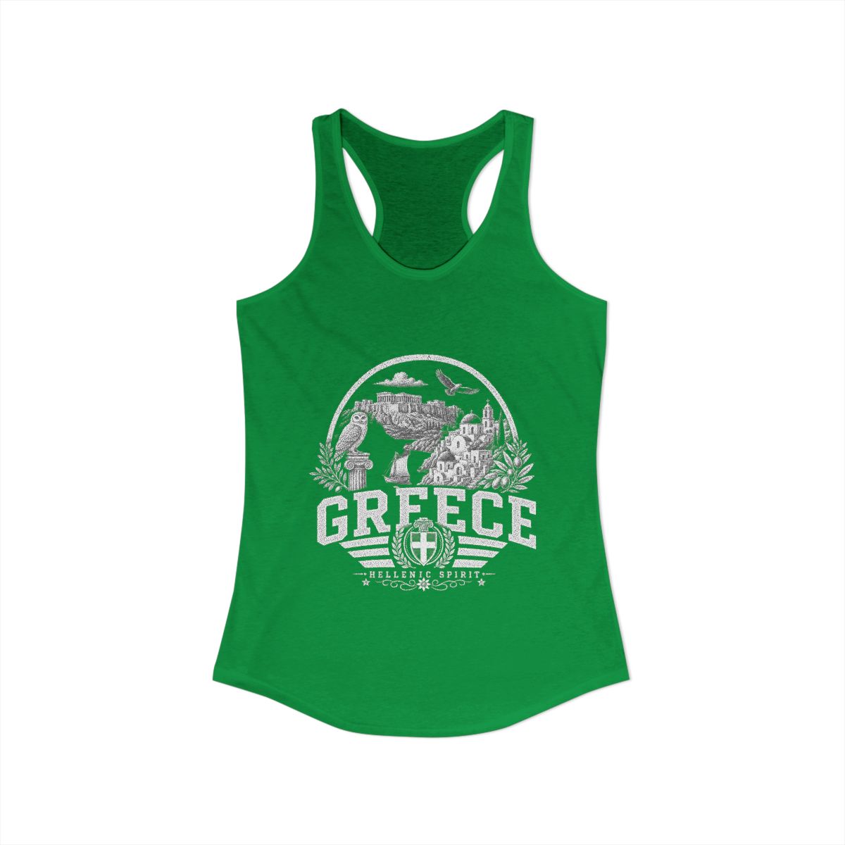 Greece Women's Tank Top — Solid Kelly Green (front)