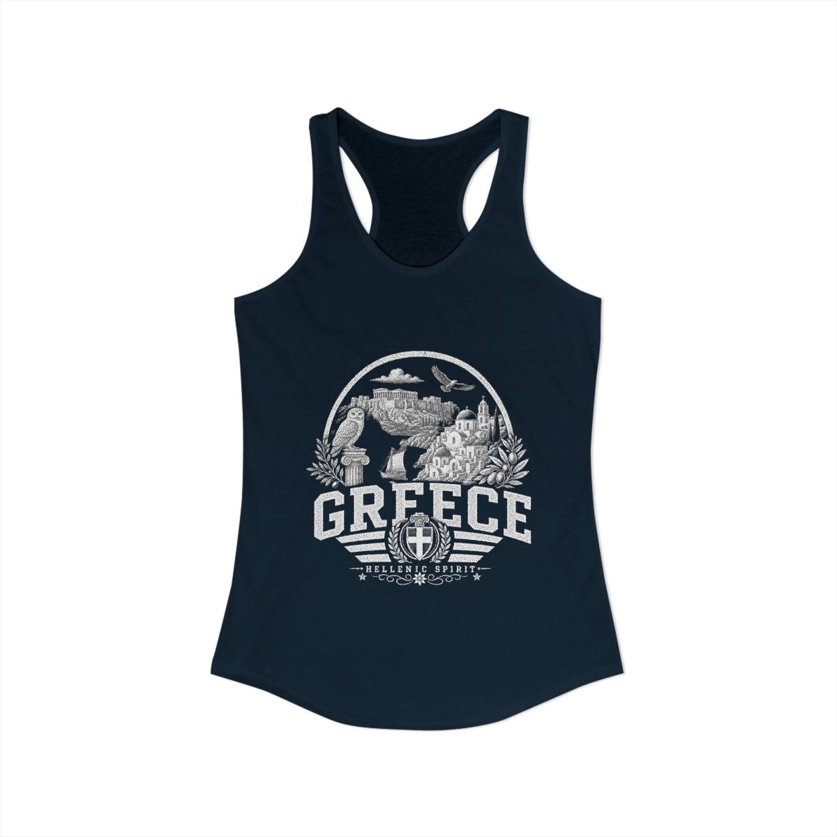 Greece Women's Tank Top — Solid Midnight Navy (front)