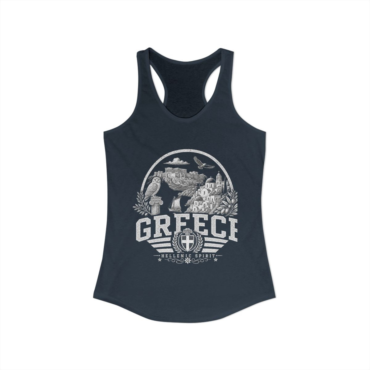 Greece Women's Tank Top — Solid Indigo (front)