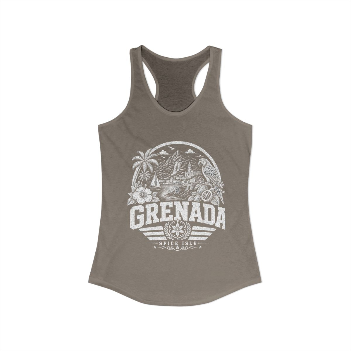 Grenada vintage landmarks tank top — iconic landmark design | Nameshi Destinations (view 4)